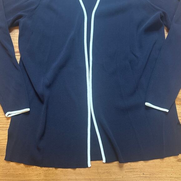 Dialogue black white trim open classic cardigan SIZE M - Picture 2 of 4